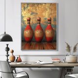 Gold And Red Bowling Perfect Game - Bowling Canvas Wall Art