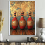 Gold And Red Bowling Perfect Game - Bowling Canvas Wall Art