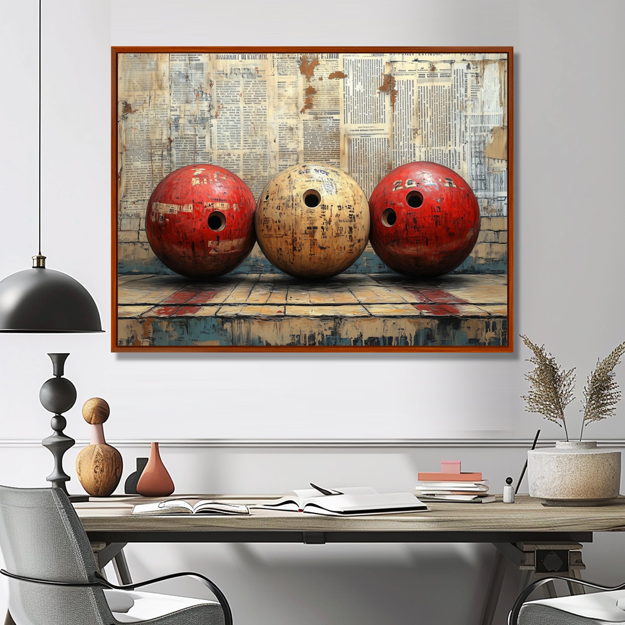 Gold And Red Bowling Perfect Game Glory - Bowling Canvas Wall Art