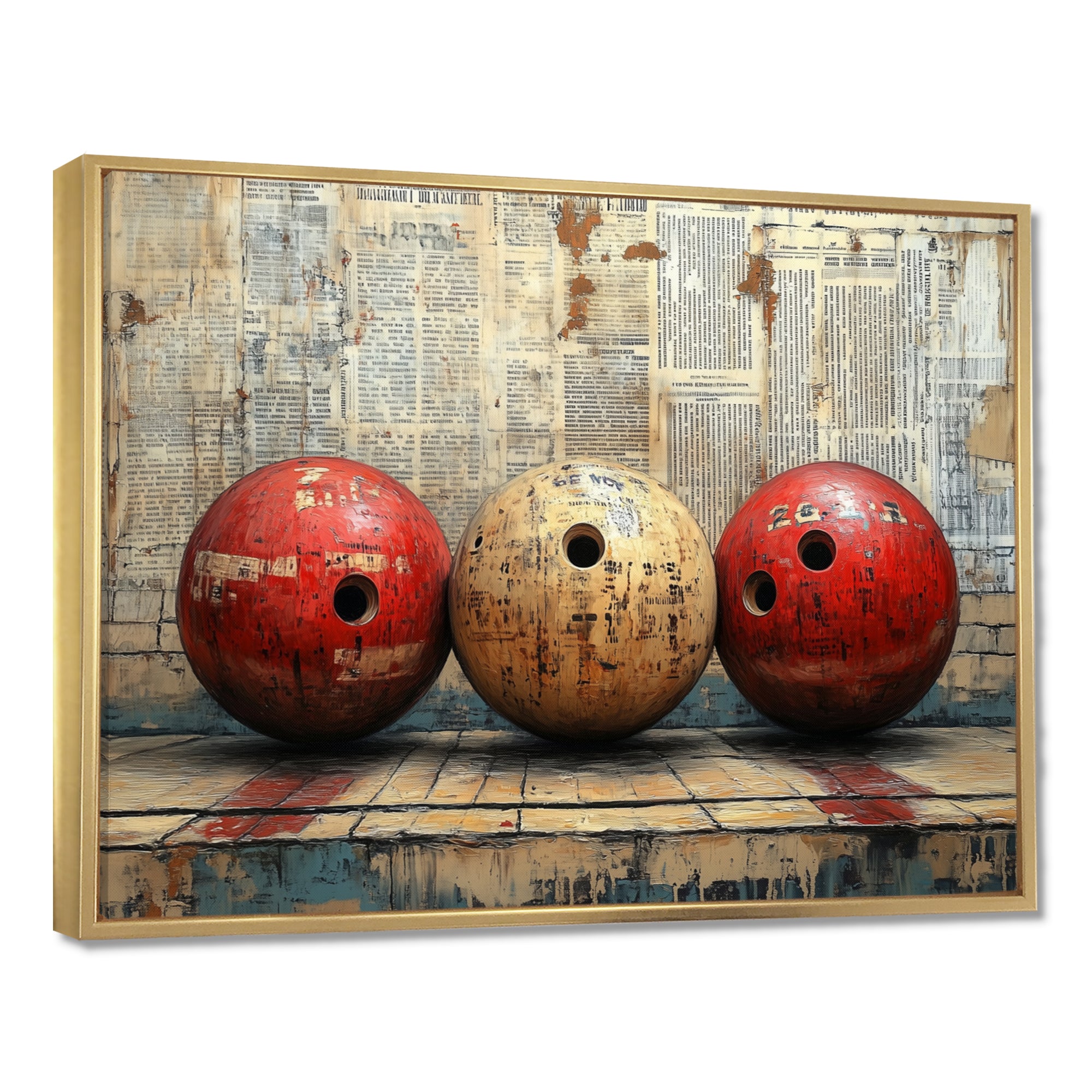 Gold And Red Bowling Perfect Game Glory - Bowling Canvas Wall Art