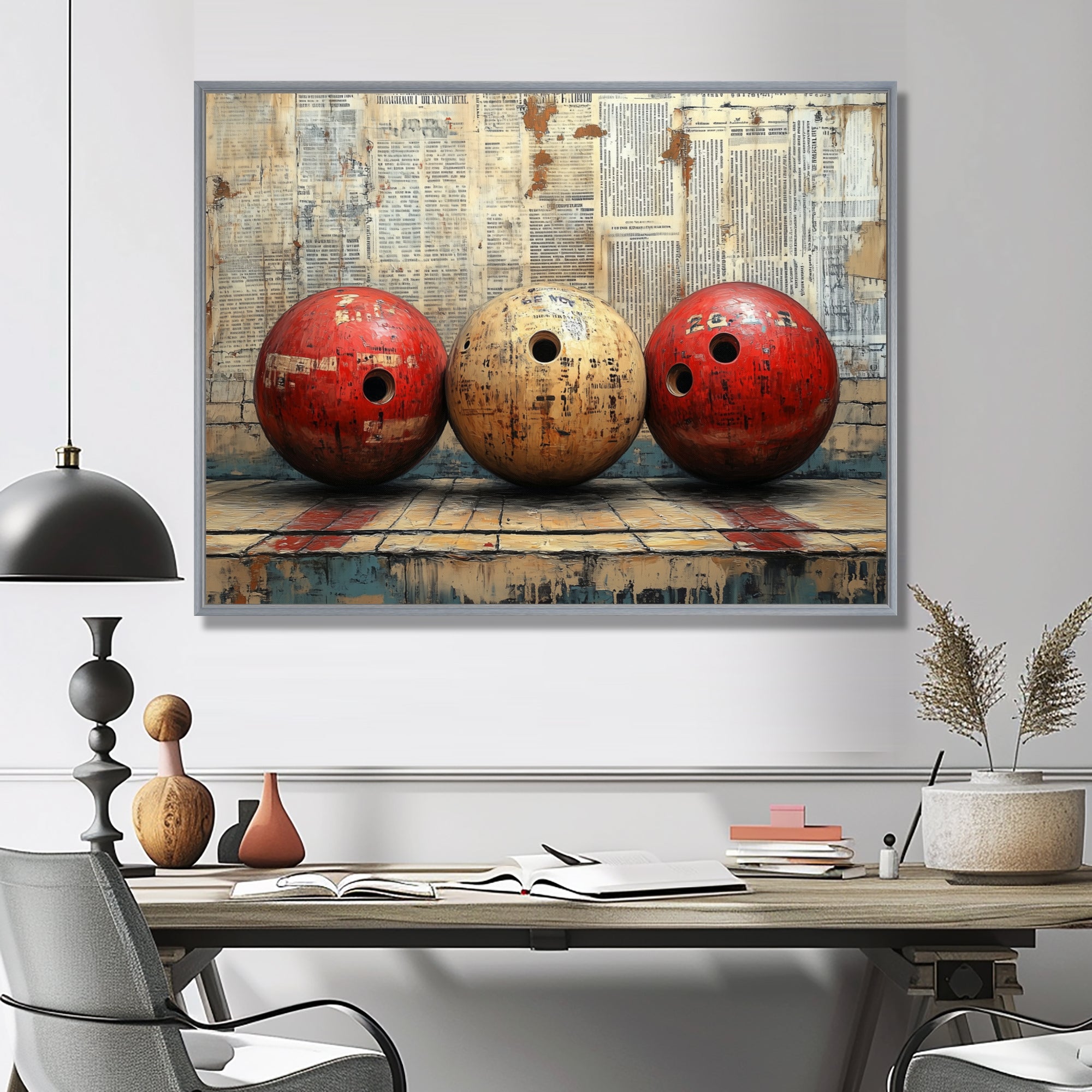 Gold And Red Bowling Perfect Game Glory - Bowling Canvas Wall Art