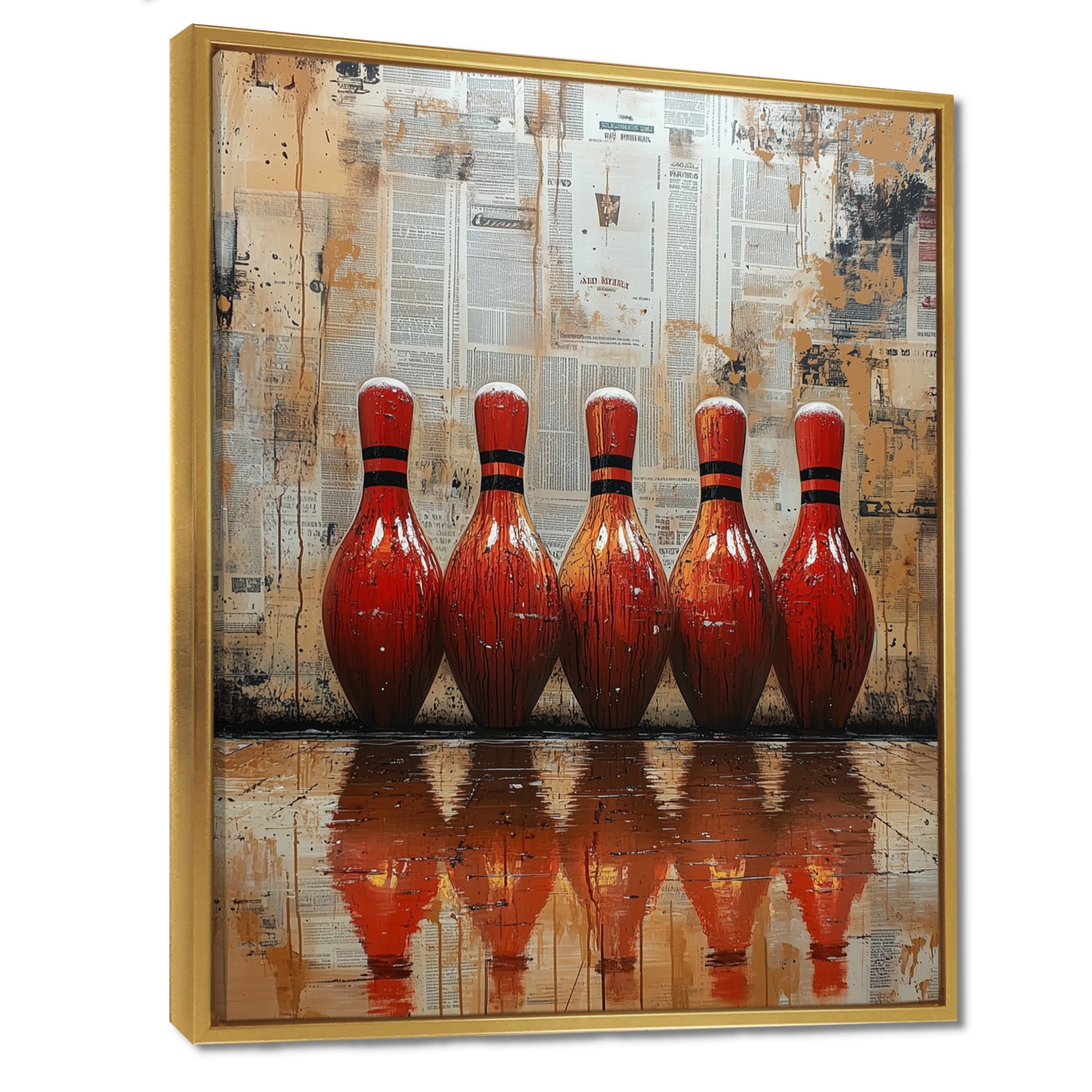 Red And Brown Bowling Perfect Game Glory - Bowling Canvas Wall Art