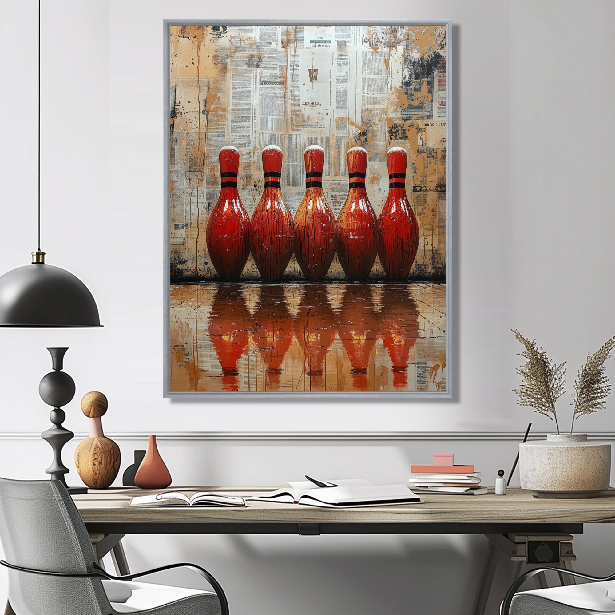 Red And Brown Bowling Perfect Game Glory - Bowling Canvas Wall Art