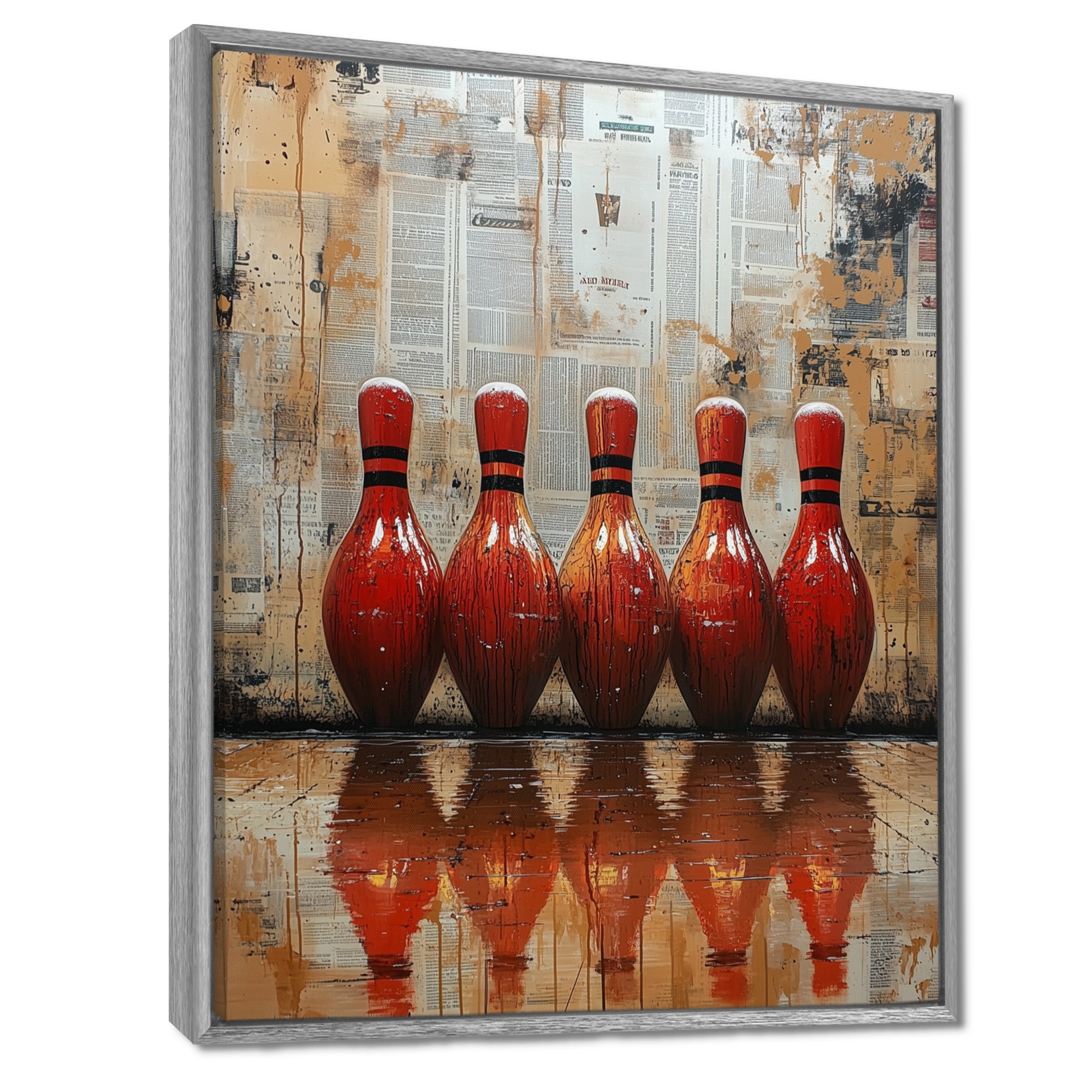 Red And Brown Bowling Perfect Game Glory - Bowling Canvas Wall Art