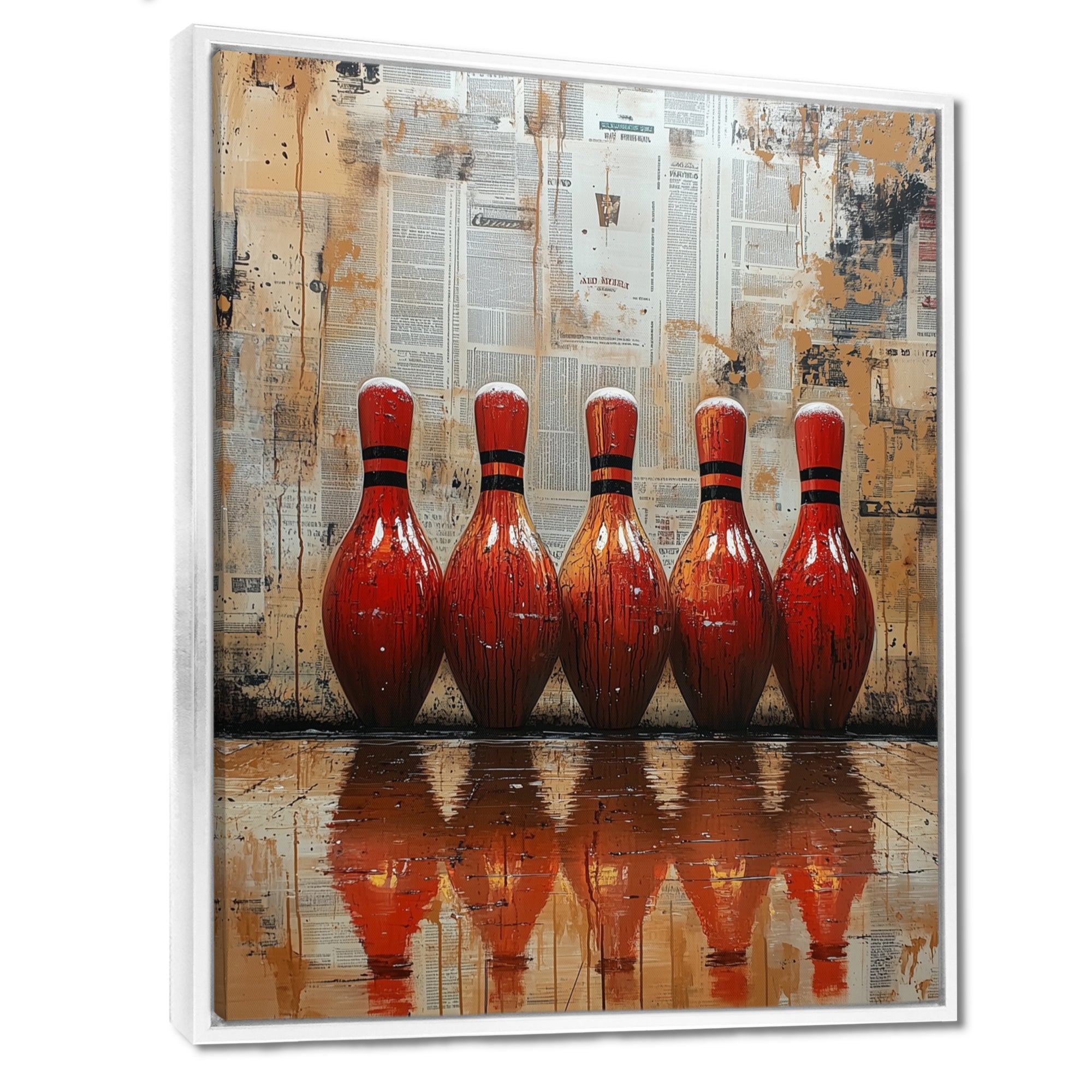Red And Brown Bowling Perfect Game Glory - Bowling Canvas Wall Art
