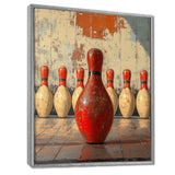 Red And White Bowling Pin Topple - Bowling Canvas Wall Art