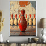 Red And White Bowling Pin Topple - Bowling Canvas Wall Art