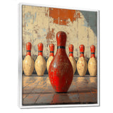 Red And White Bowling Pin Topple - Bowling Canvas Wall Art