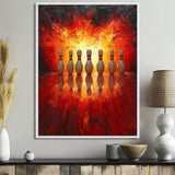 Yellow And Red Bowling Pin Topple - Bowling Canvas Wall Art