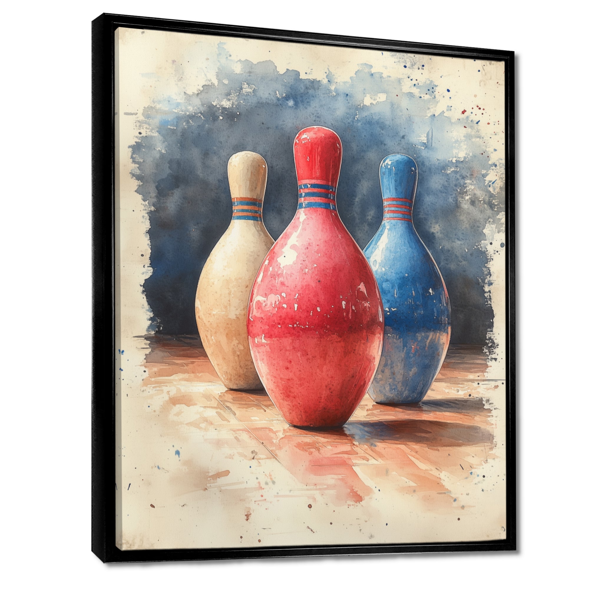Pink And Blue Bowling Pinsetters Rhythm I - Bowling Canvas Wall Art