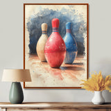Pink And Blue Bowling Pinsetters Rhythm I - Bowling Canvas Wall Art