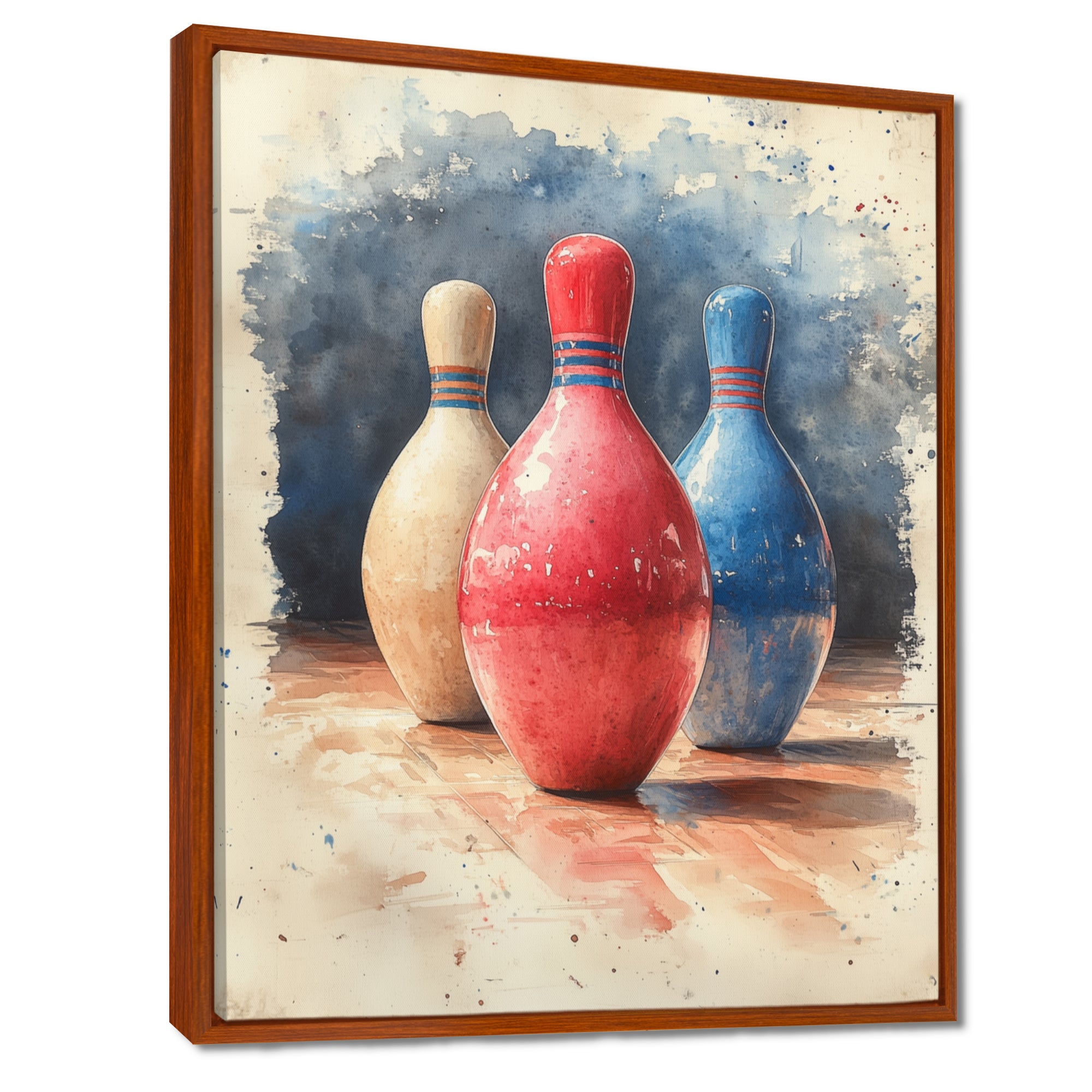 Pink And Blue Bowling Pinsetters Rhythm I - Bowling Canvas Wall Art