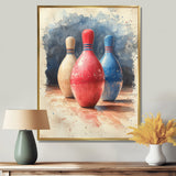 Pink And Blue Bowling Pinsetters Rhythm I - Bowling Canvas Wall Art