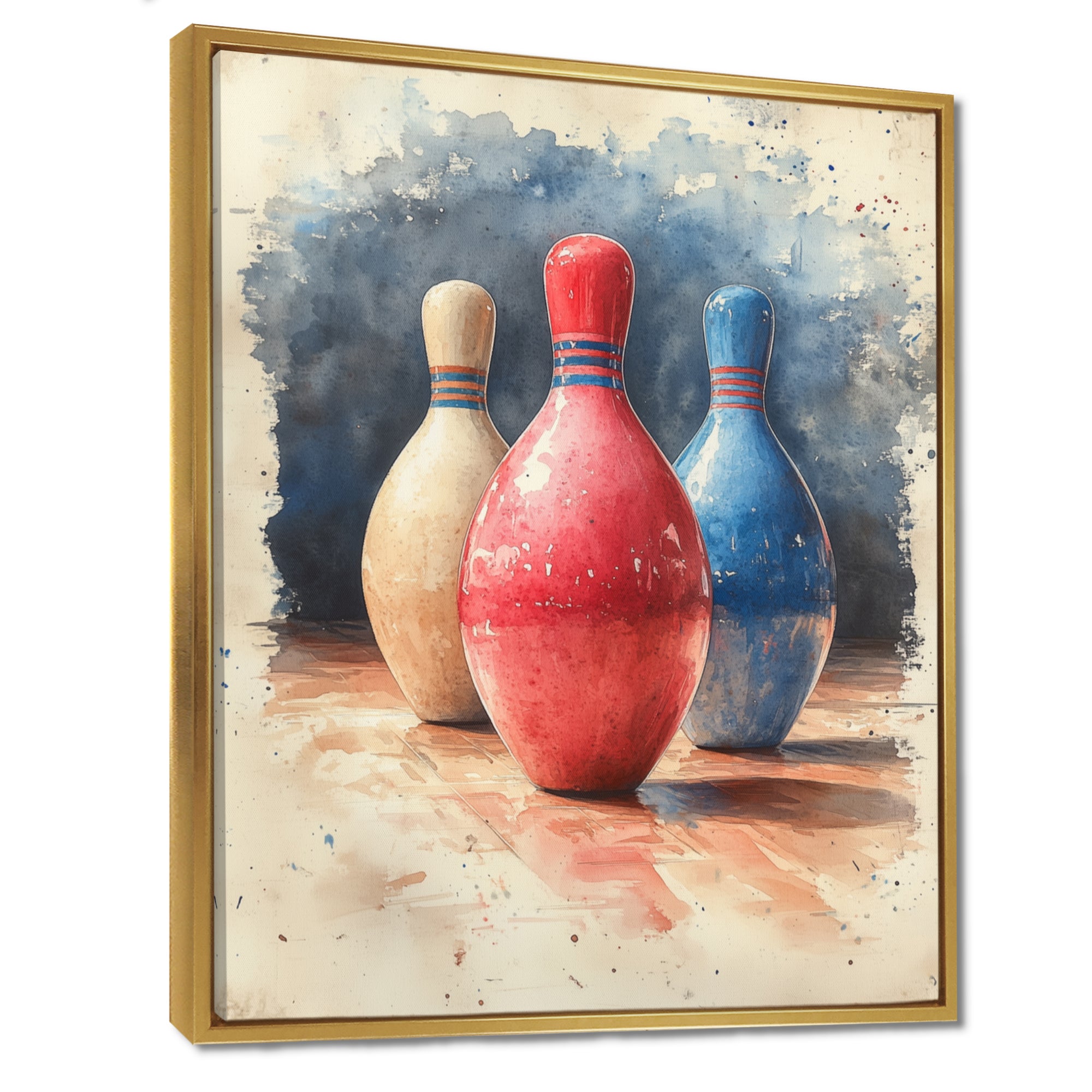 Pink And Blue Bowling Pinsetters Rhythm I - Bowling Canvas Wall Art