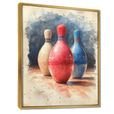 Pink And Blue Bowling Pinsetters Rhythm I - Bowling Canvas Wall Art