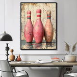 Pink And Beige Bowling Pinsetters Rhythm - Bowling Canvas Wall Art