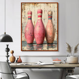 Pink And Beige Bowling Pinsetters Rhythm - Bowling Canvas Wall Art