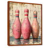 Pink And Beige Bowling Pinsetters Rhythm - Bowling Canvas Wall Art