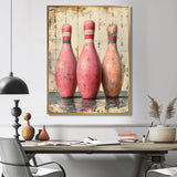 Pink And Beige Bowling Pinsetters Rhythm - Bowling Canvas Wall Art