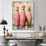 Pink And Beige Bowling Pinsetters Rhythm - Bowling Canvas Wall Art