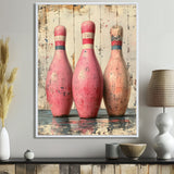 Pink And Beige Bowling Pinsetters Rhythm - Bowling Canvas Wall Art