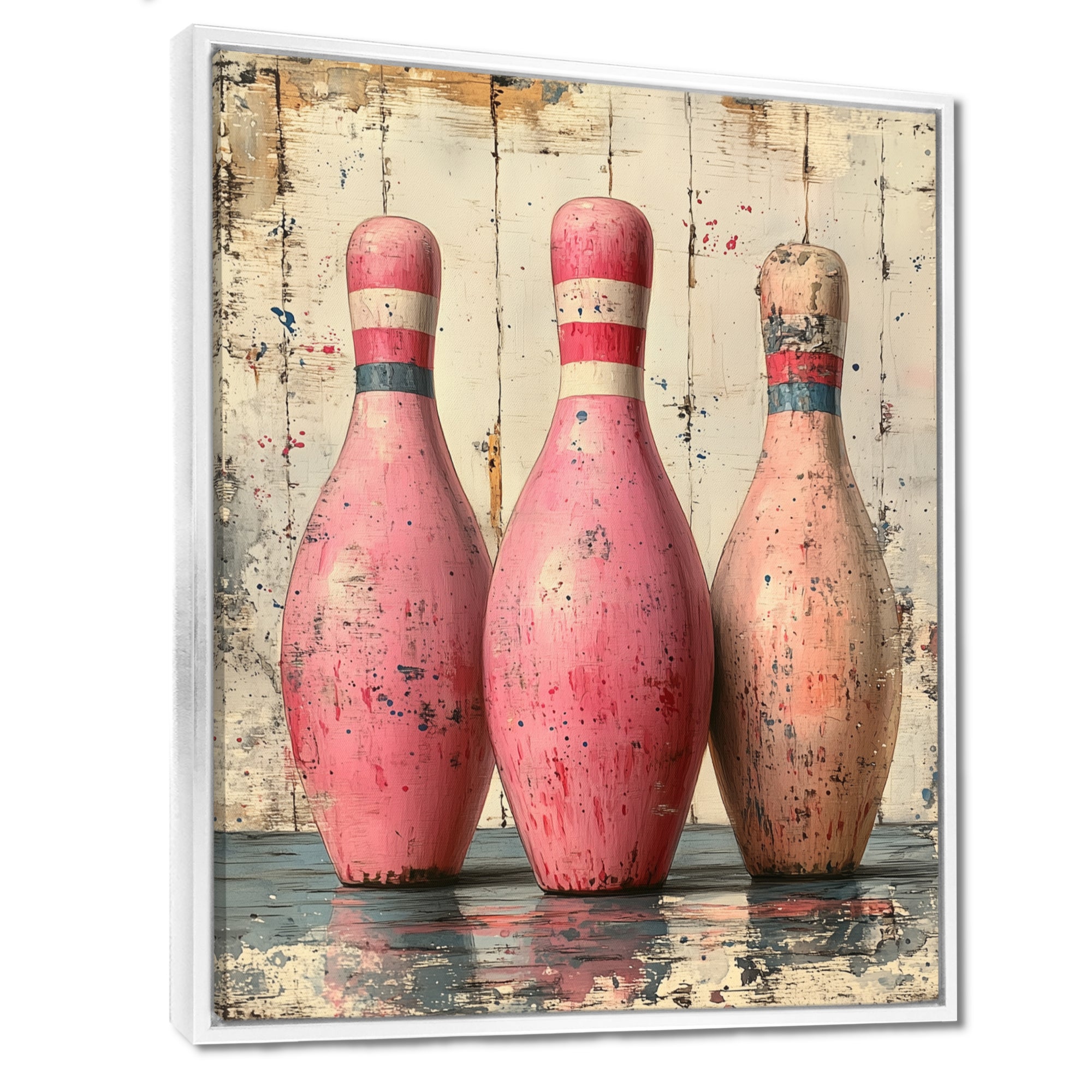 Pink And Beige Bowling Pinsetters Rhythm - Bowling Canvas Wall Art