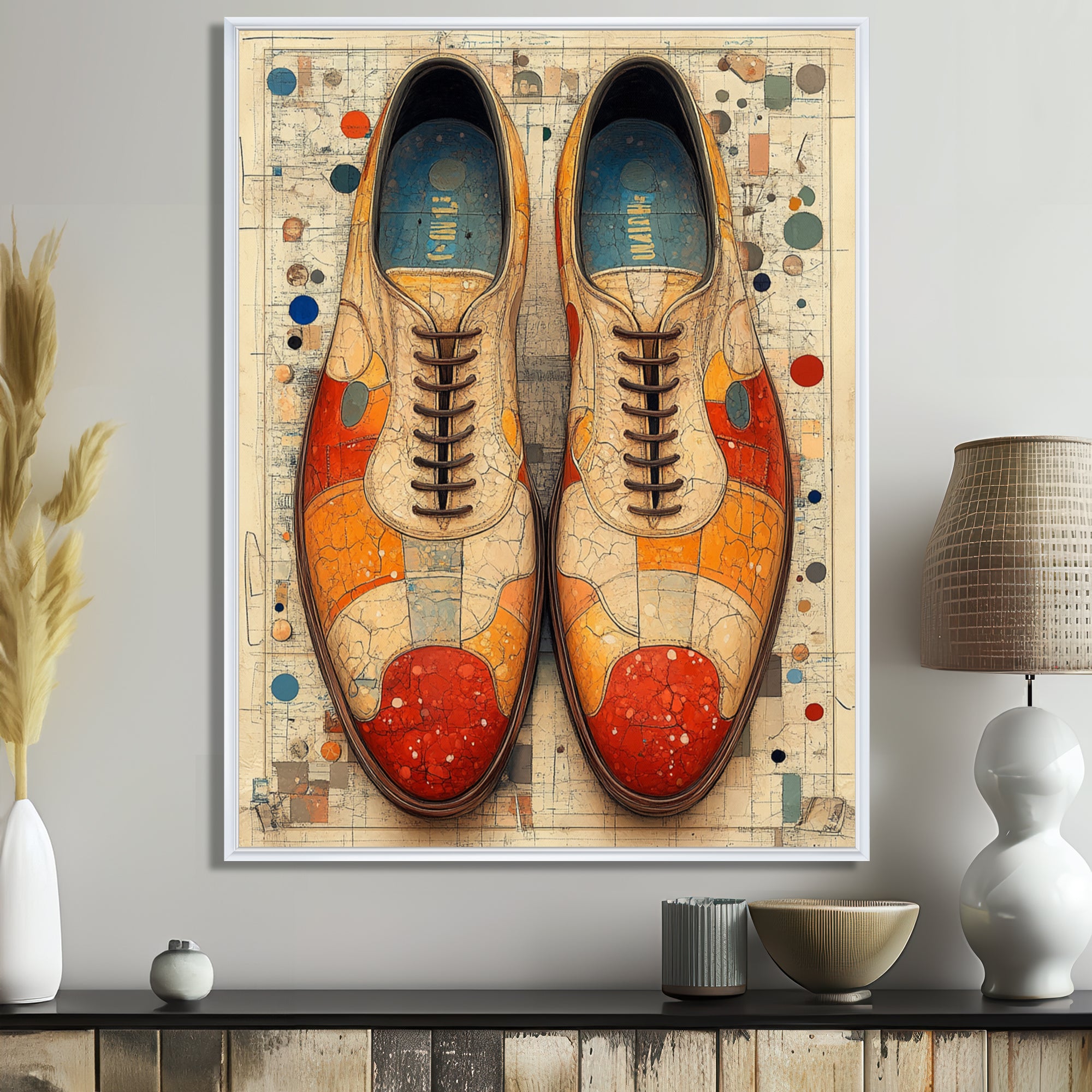 Orange And Yellow Bowling Shoe Rental - Bowling Canvas Wall Art