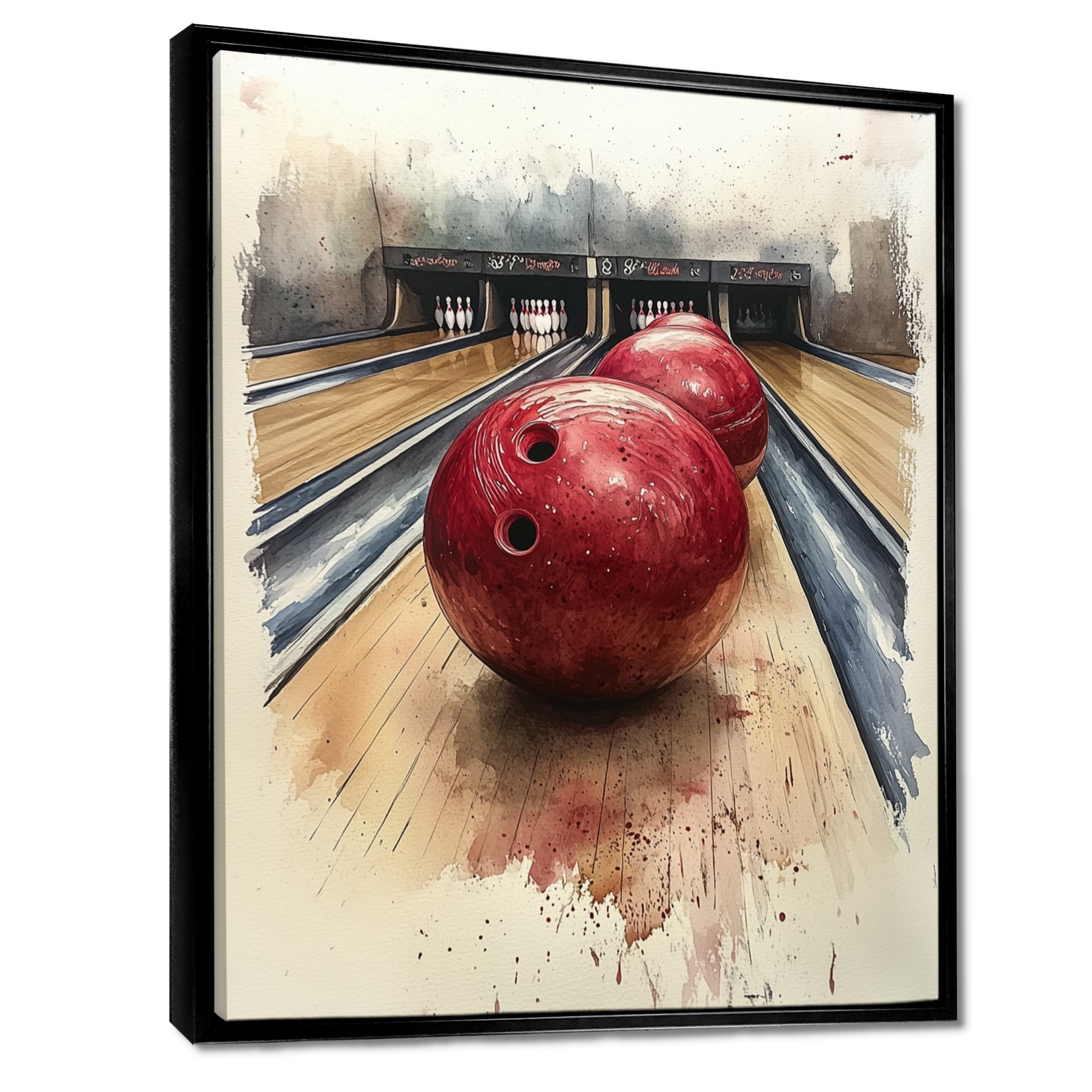 Red And Grey Bowling Spare Shot Focus - Bowling Canvas Wall Art