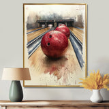 Red And Grey Bowling Spare Shot Focus - Bowling Canvas Wall Art