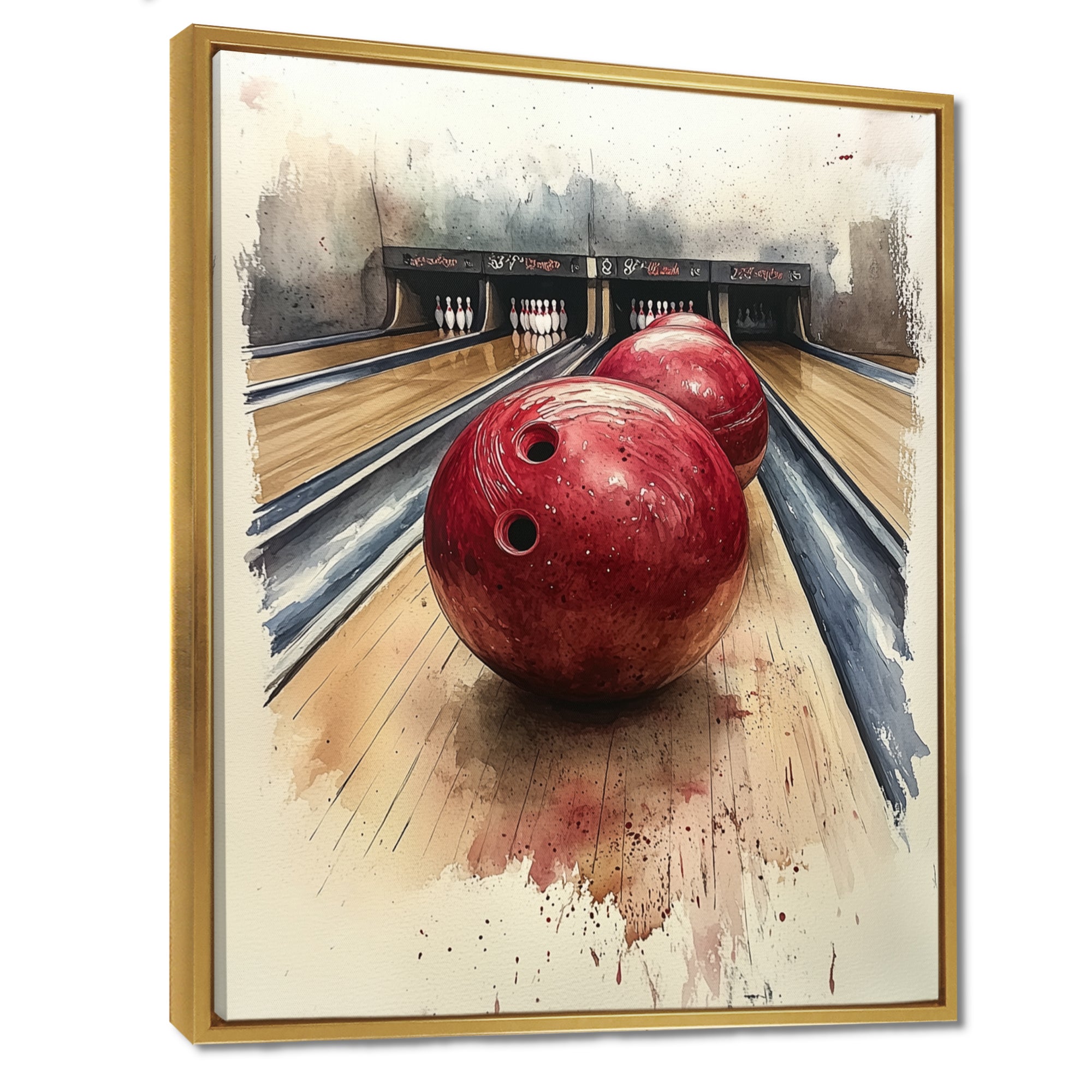 Red And Grey Bowling Spare Shot Focus - Bowling Canvas Wall Art