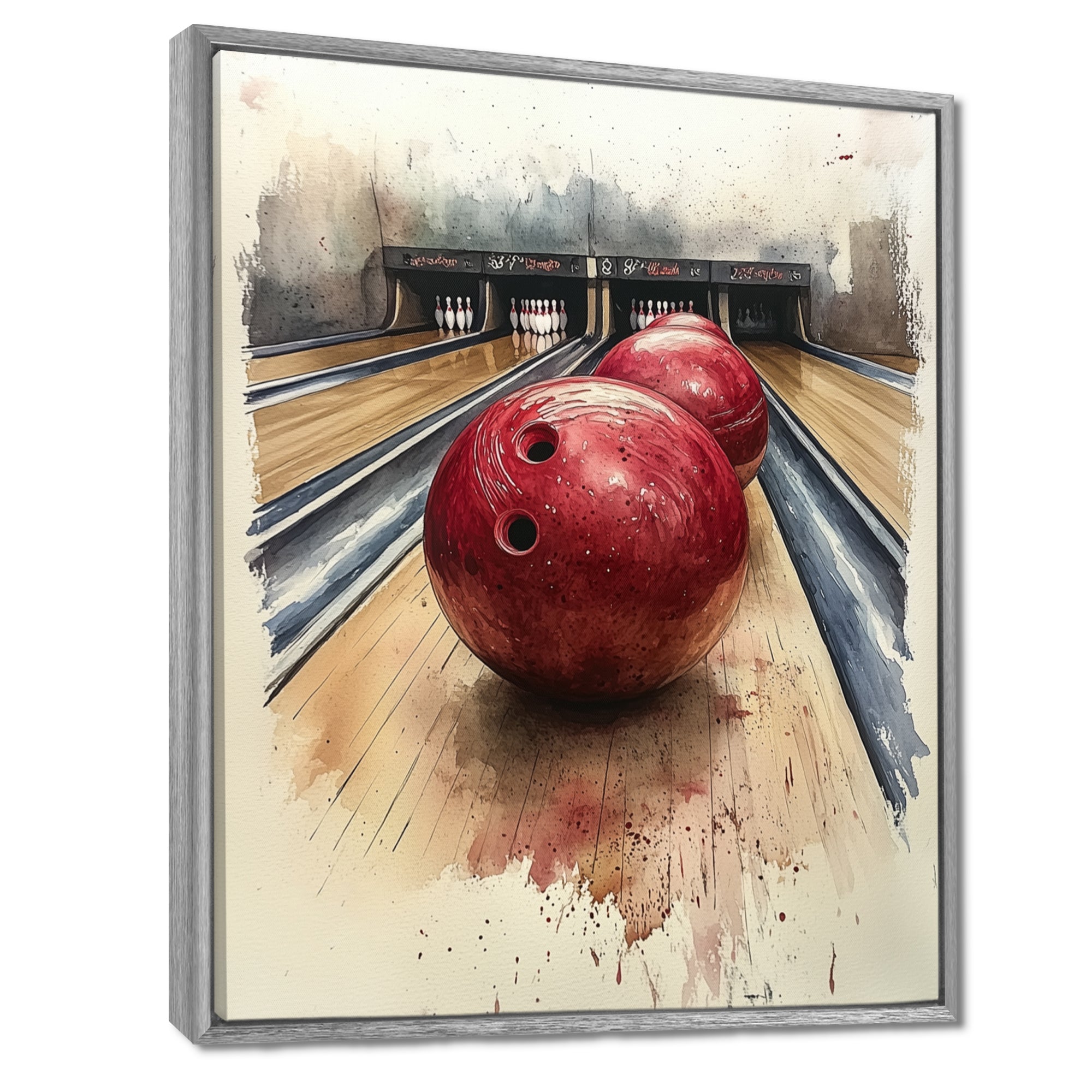 Red And Grey Bowling Spare Shot Focus - Bowling Canvas Wall Art