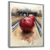 Red And Grey Bowling Spare Shot Focus - Bowling Canvas Wall Art