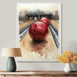 Red And Grey Bowling Spare Shot Focus - Bowling Canvas Wall Art