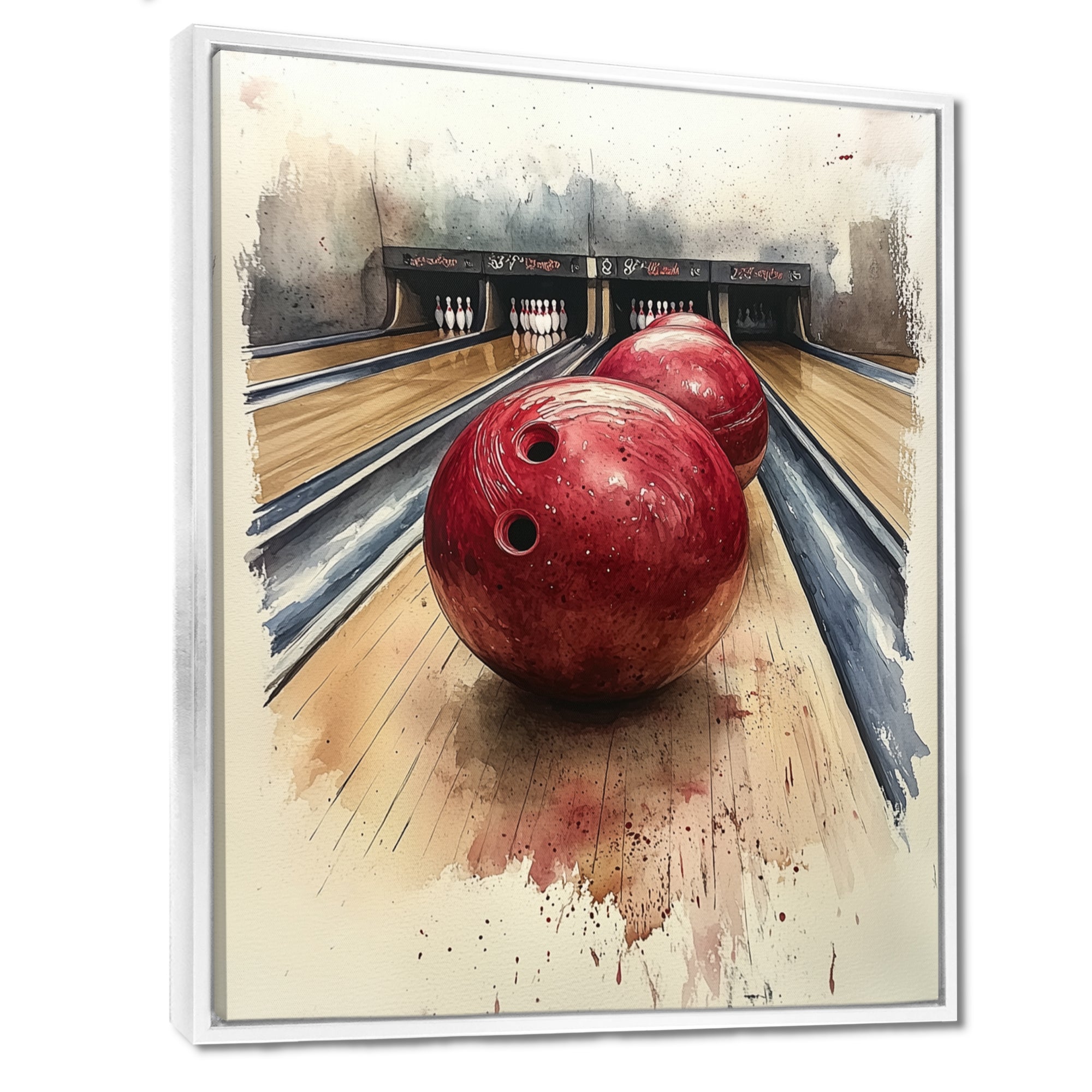 Red And Grey Bowling Spare Shot Focus - Bowling Canvas Wall Art