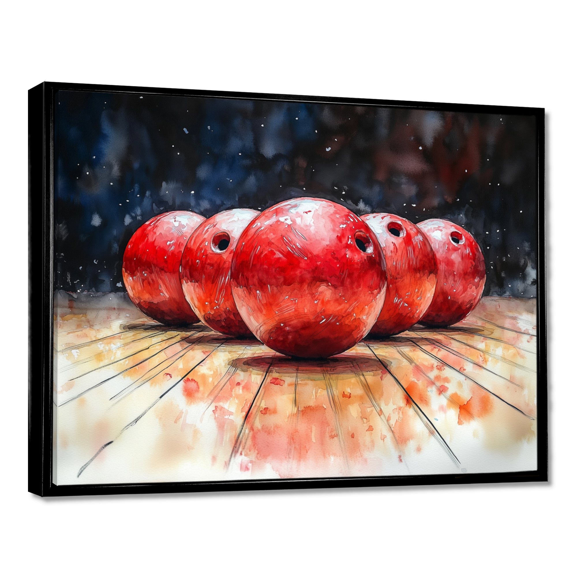 Red And Black Bowling Spare Shot Focus - Bowling Canvas Wall Art