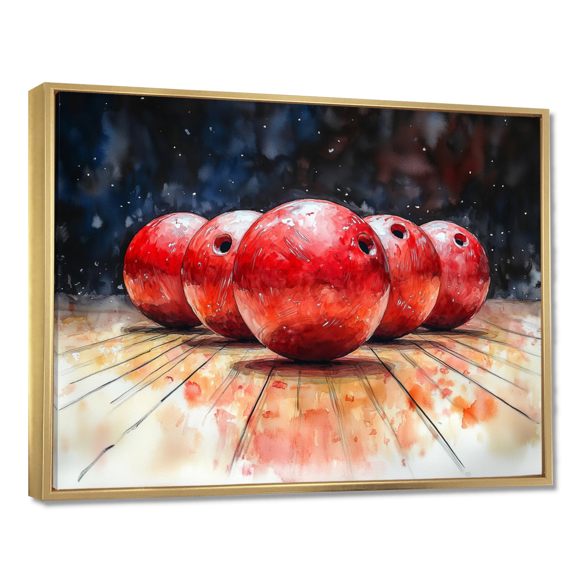 Red And Black Bowling Spare Shot Focus - Bowling Canvas Wall Art