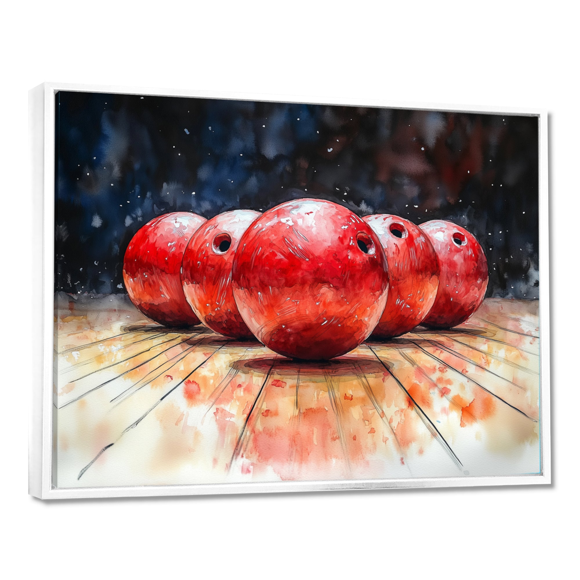 Red And Black Bowling Spare Shot Focus - Bowling Canvas Wall Art