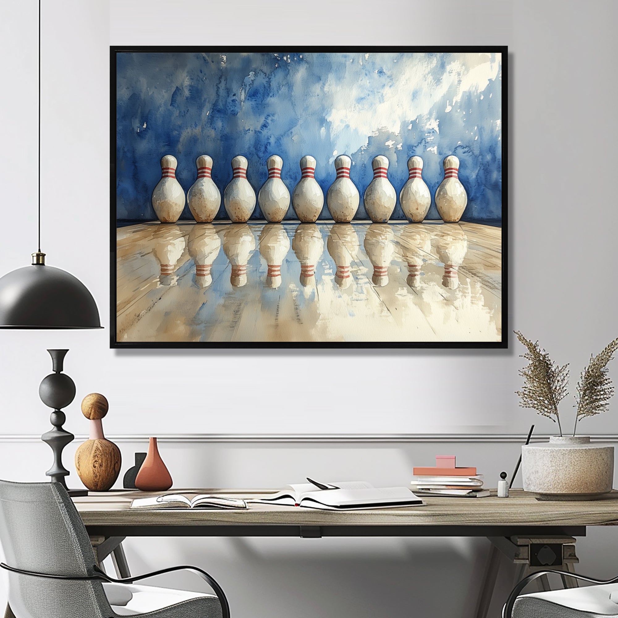 Blue And White Bowling Split Decision - Bowling Canvas Wall Art
