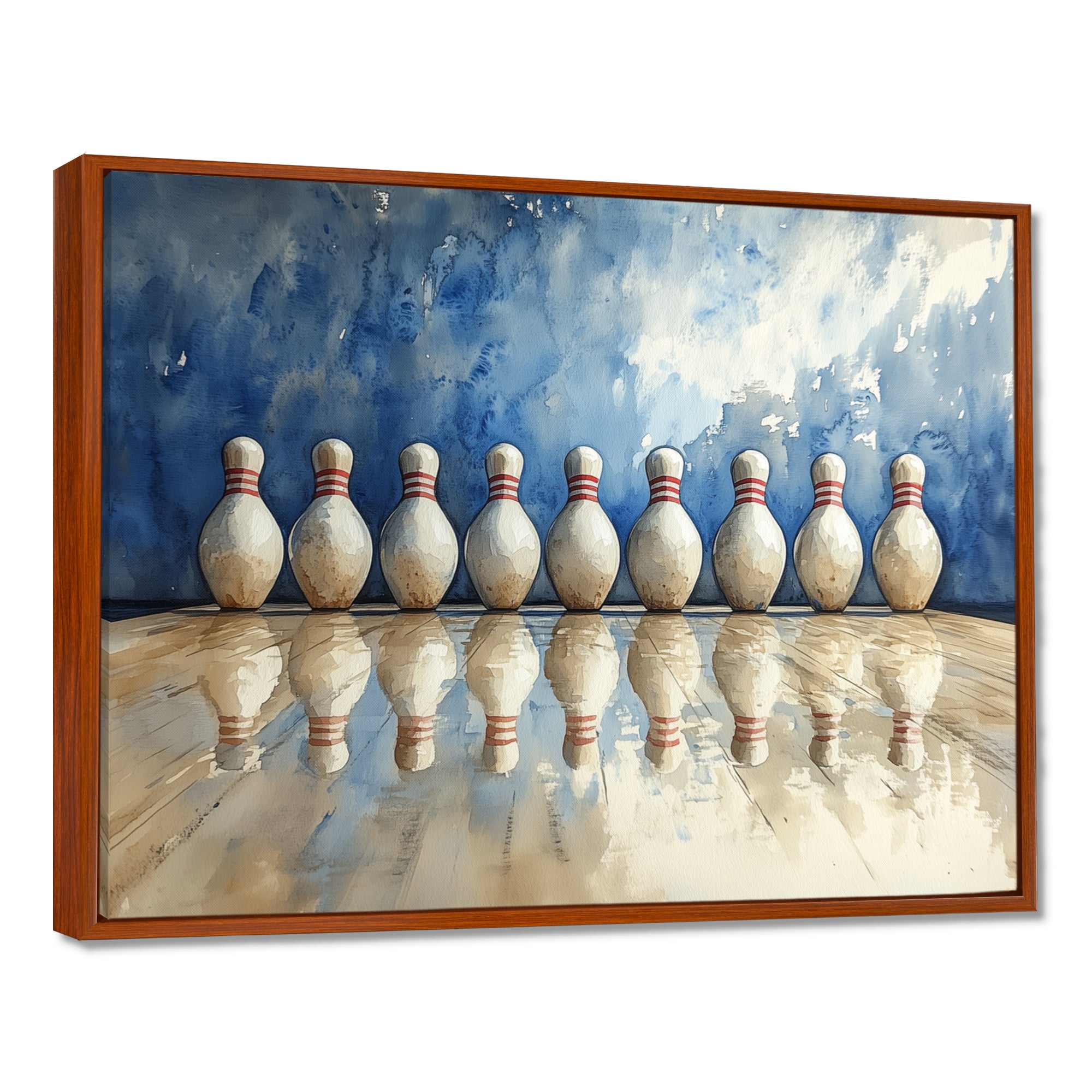 Blue And White Bowling Split Decision - Bowling Canvas Wall Art