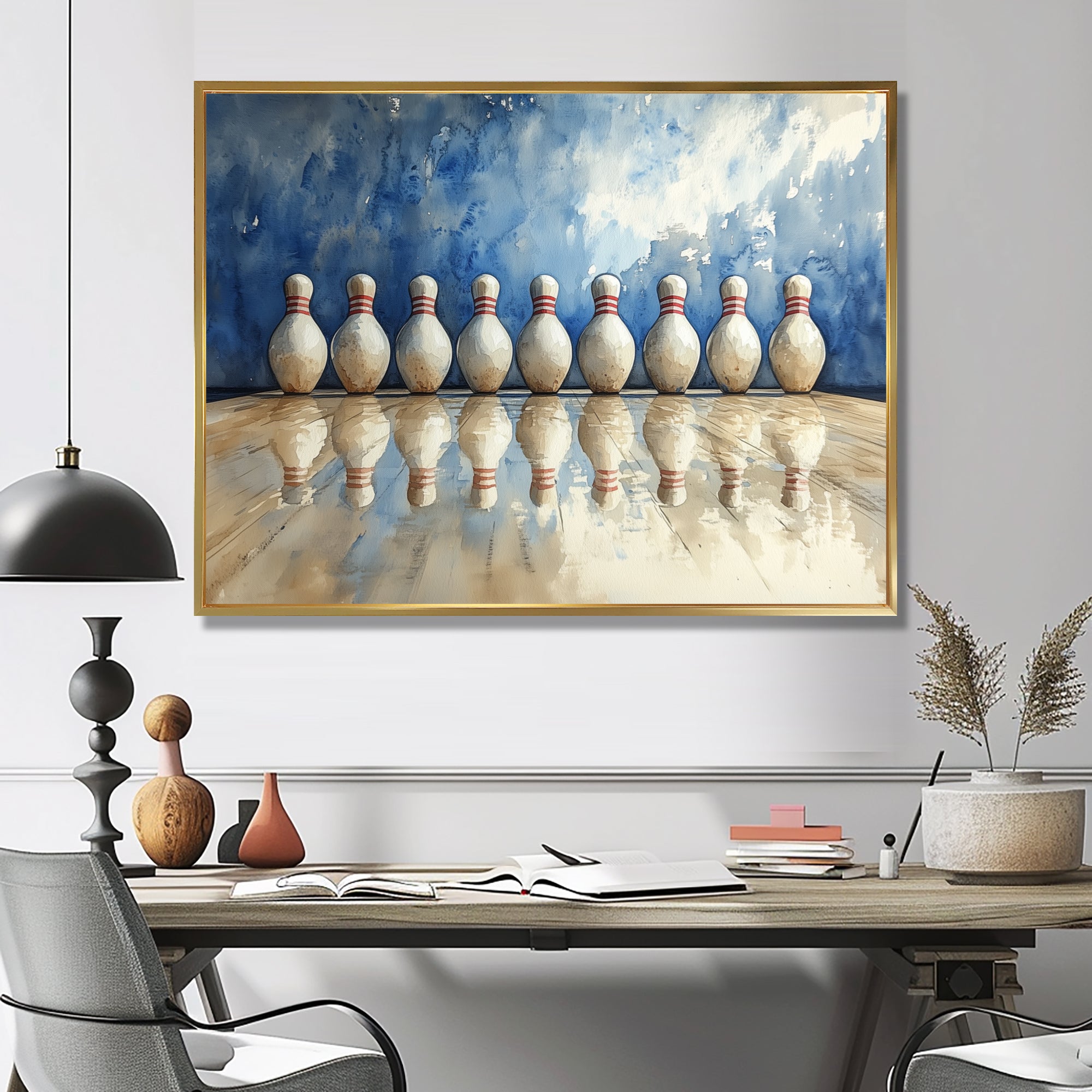Blue And White Bowling Split Decision - Bowling Canvas Wall Art