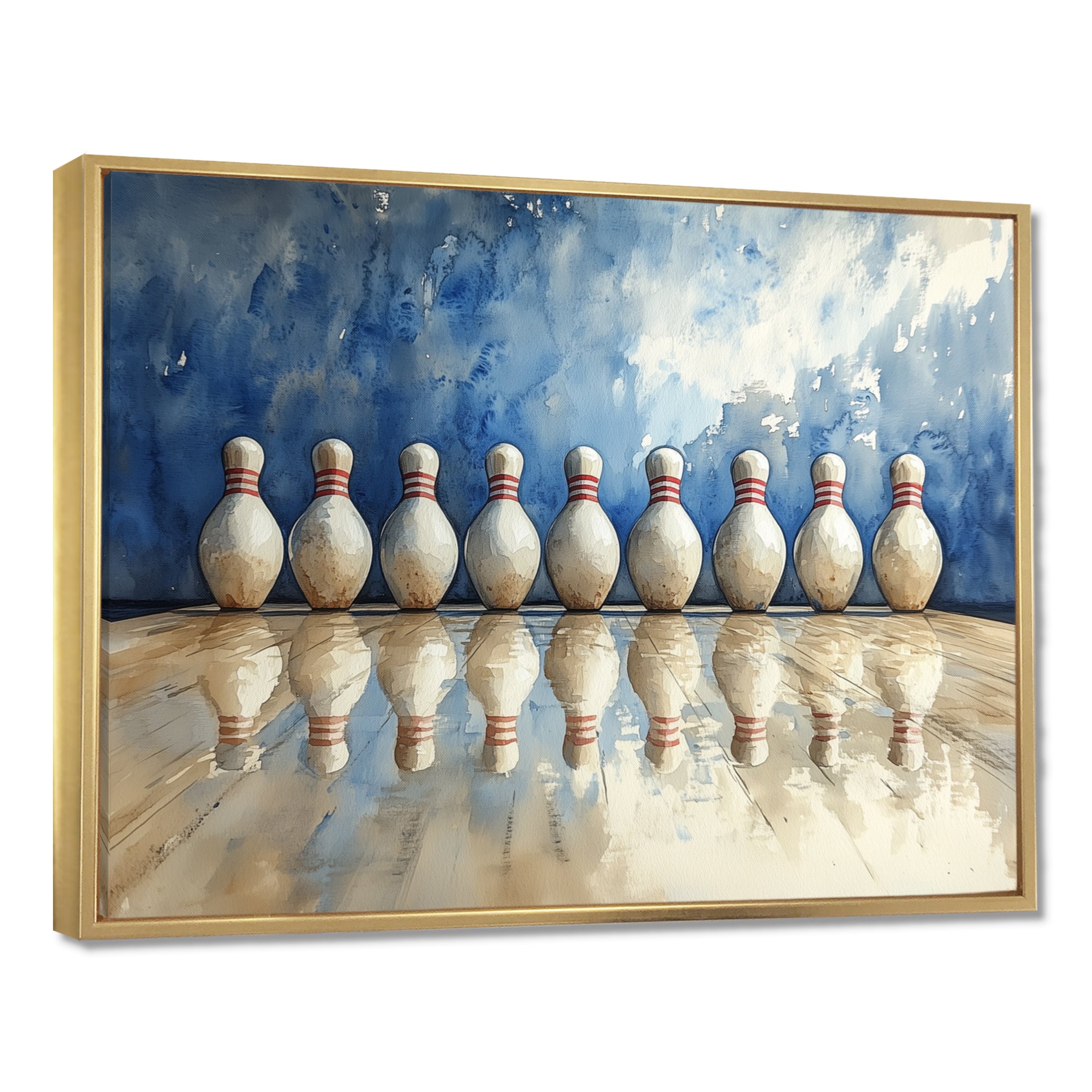 Blue And White Bowling Split Decision - Bowling Canvas Wall Art