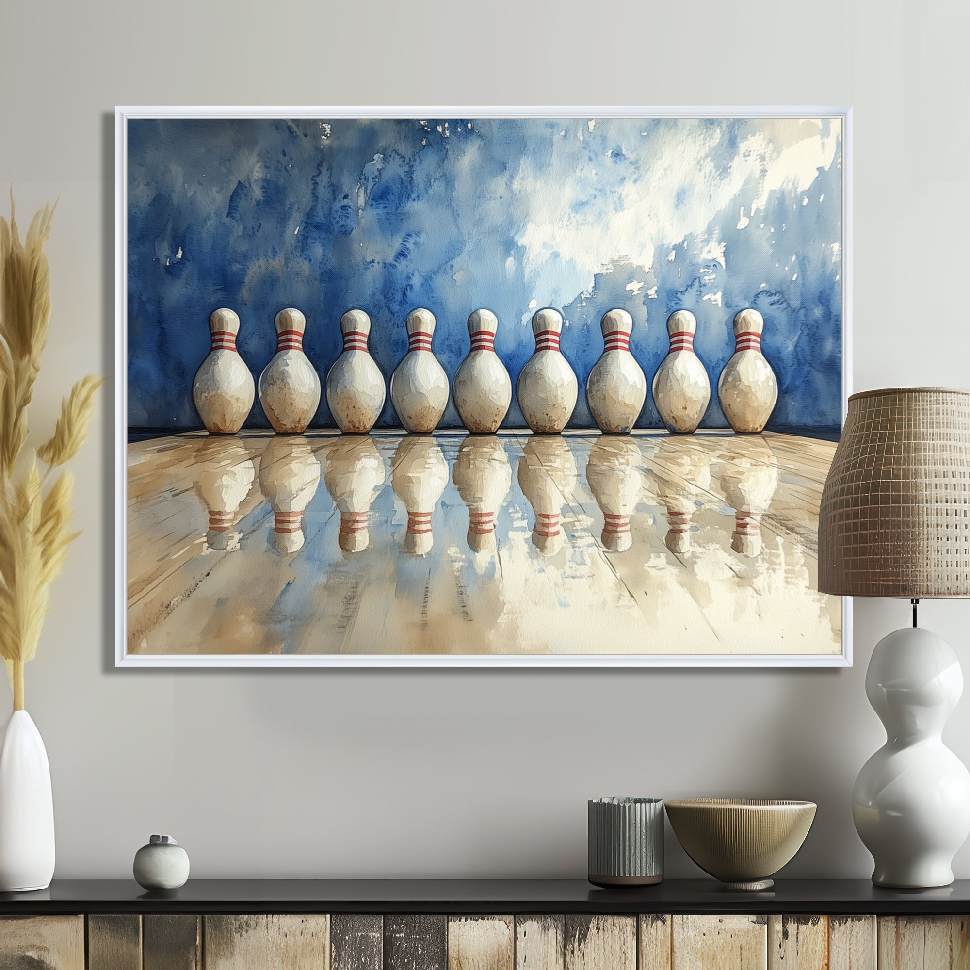Blue And White Bowling Split Decision - Bowling Canvas Wall Art