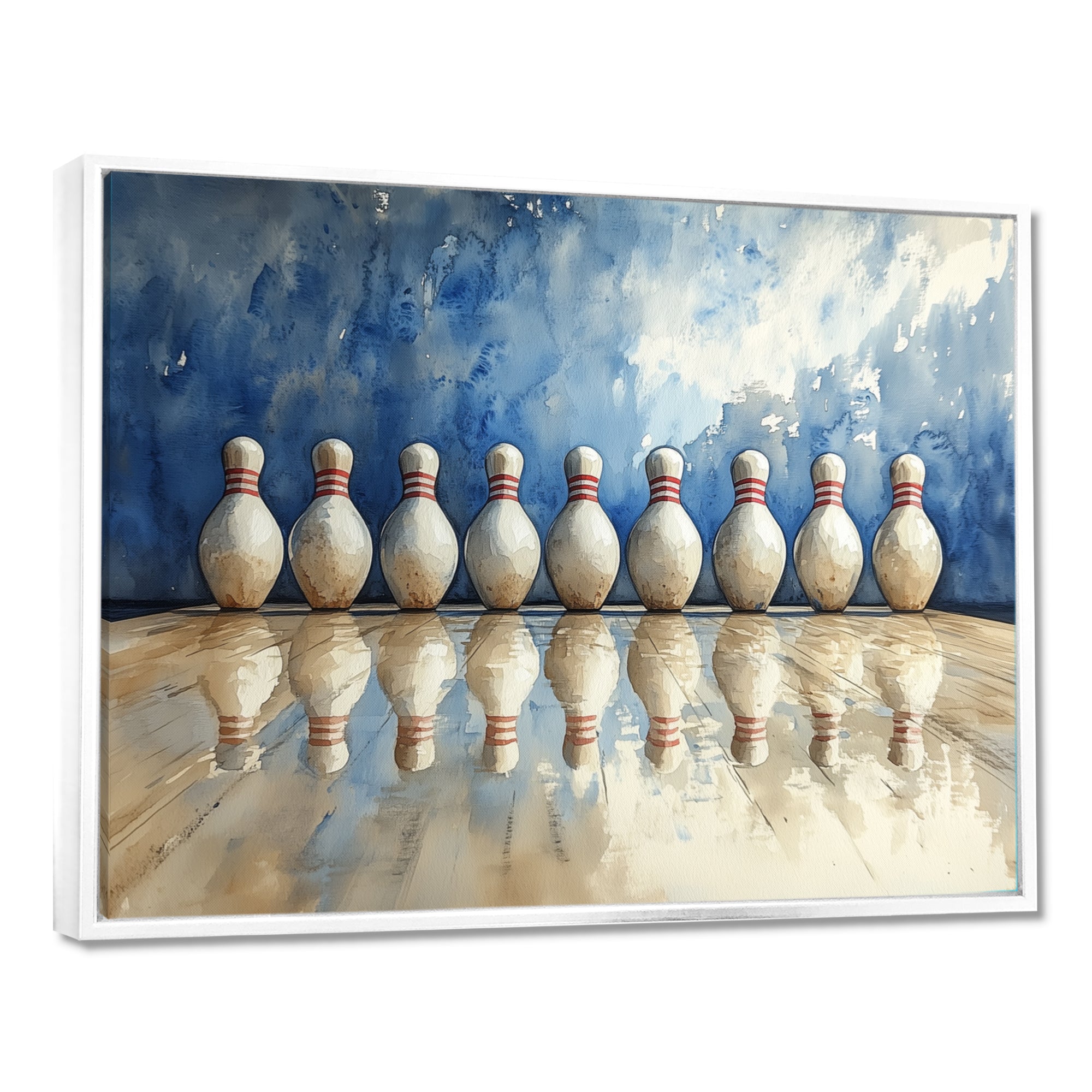 Blue And White Bowling Split Decision - Bowling Canvas Wall Art