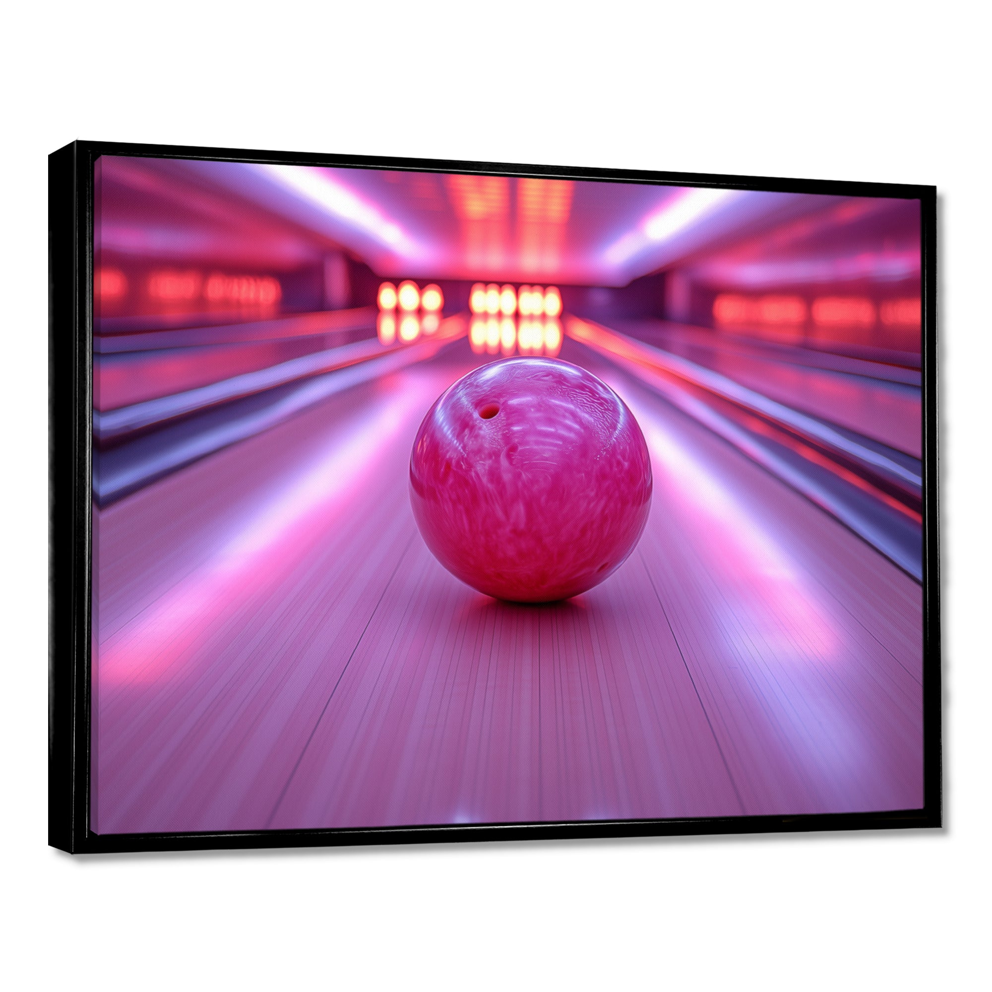 Pink And Purple Bowling Strike Celebration - Bowling Canvas Wall Art
