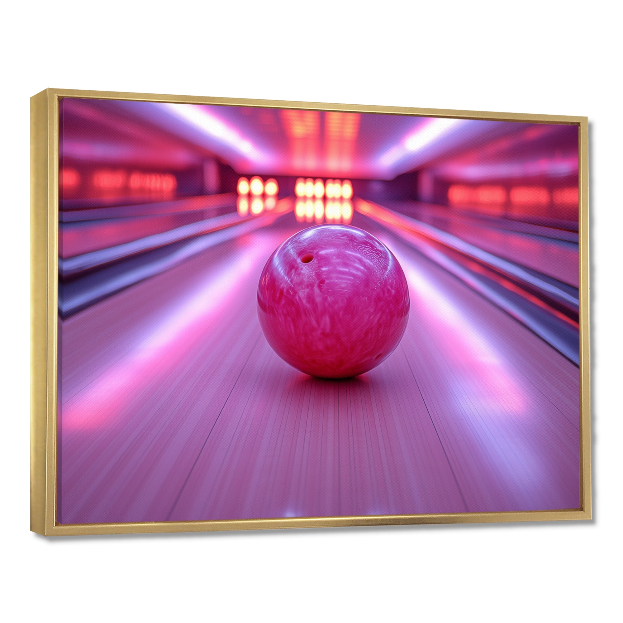 Pink And Purple Bowling Strike Celebration - Bowling Canvas Wall Art