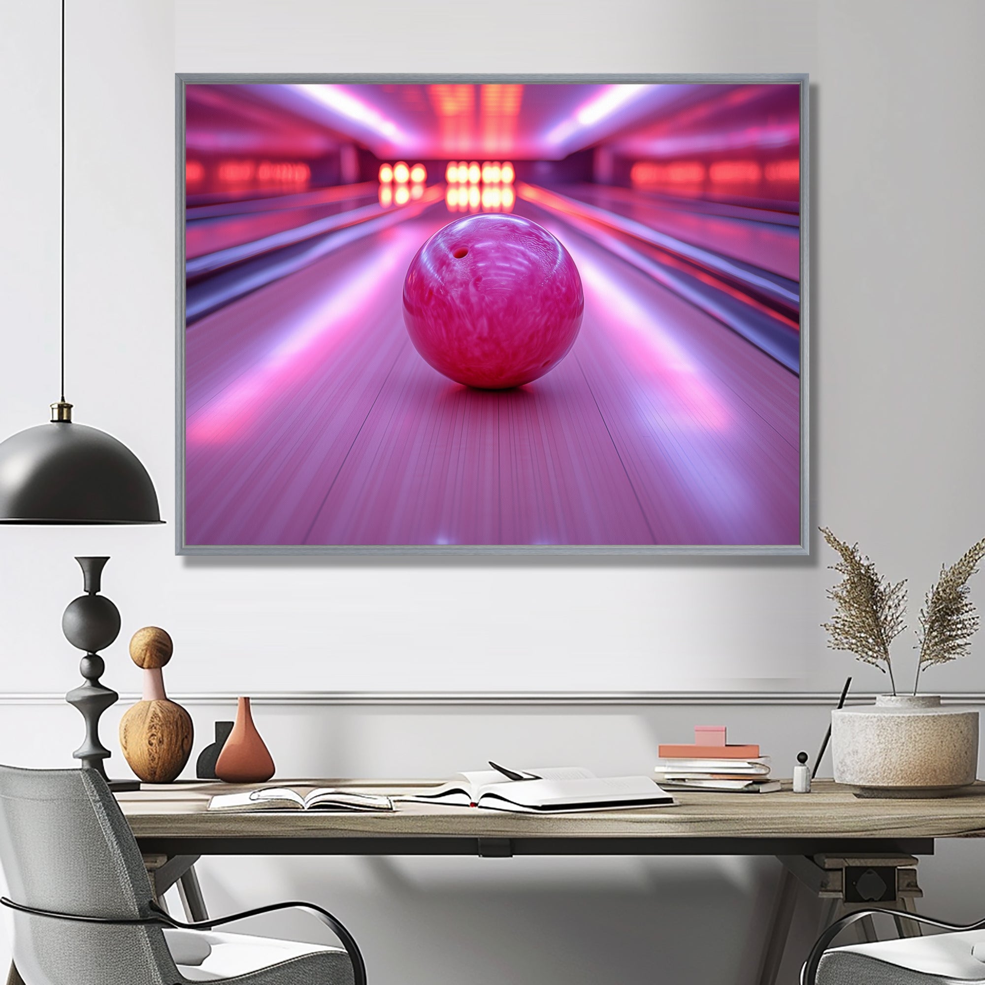 Pink And Purple Bowling Strike Celebration - Bowling Canvas Wall Art