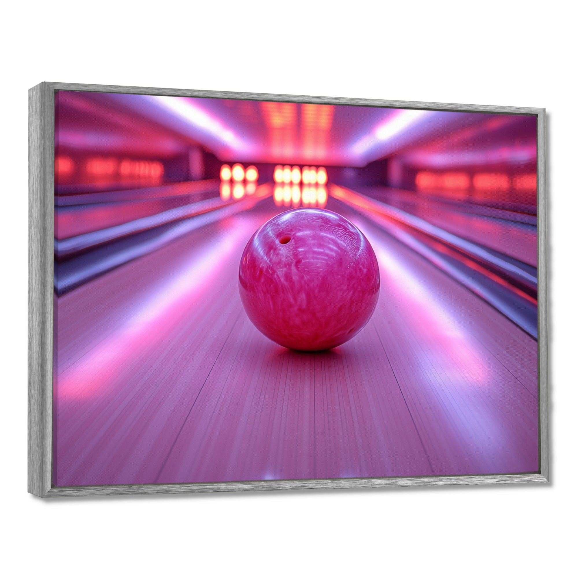 Pink And Purple Bowling Strike Celebration - Bowling Canvas Wall Art