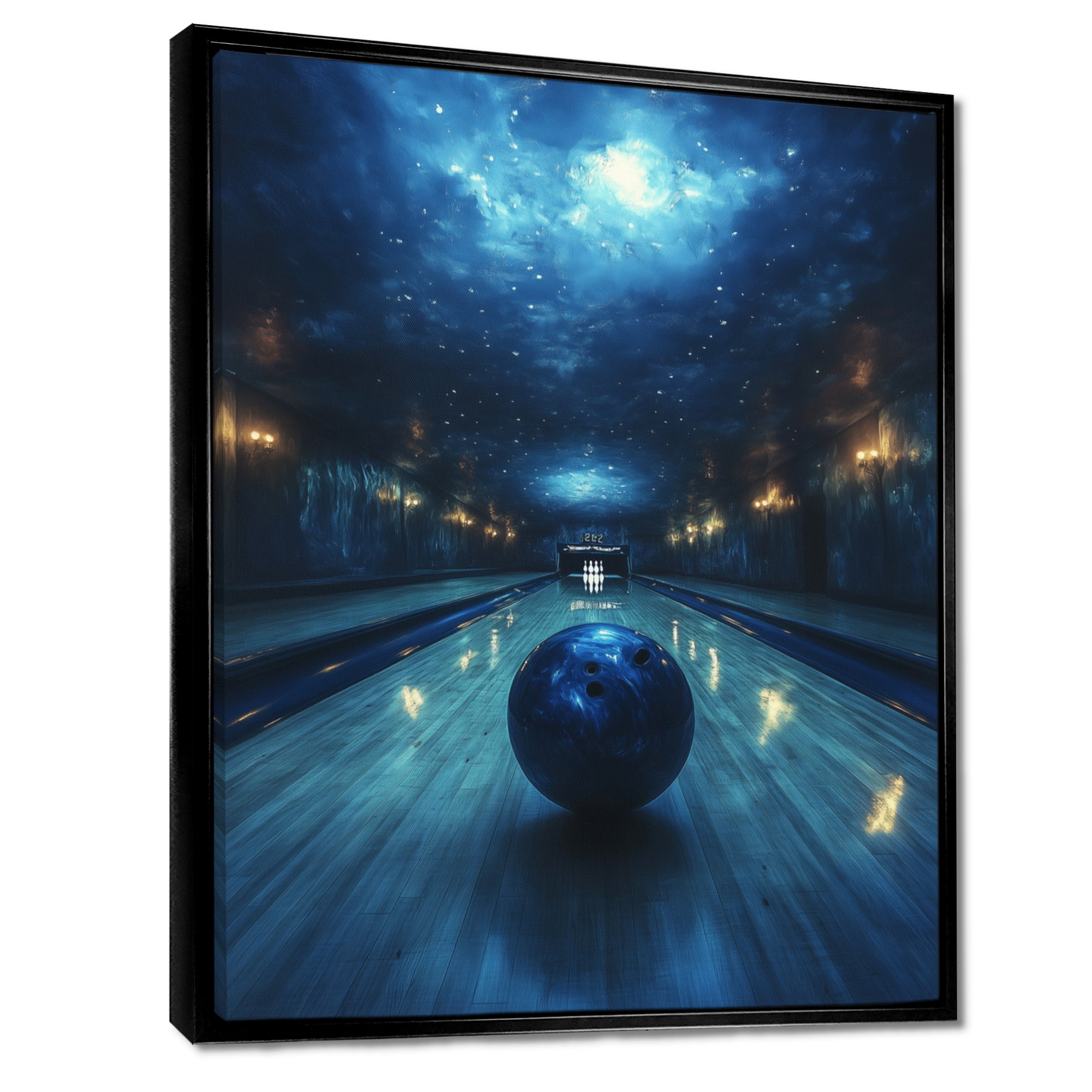 Blue And Black Bowling Strike Zone - Bowling Canvas Wall Art