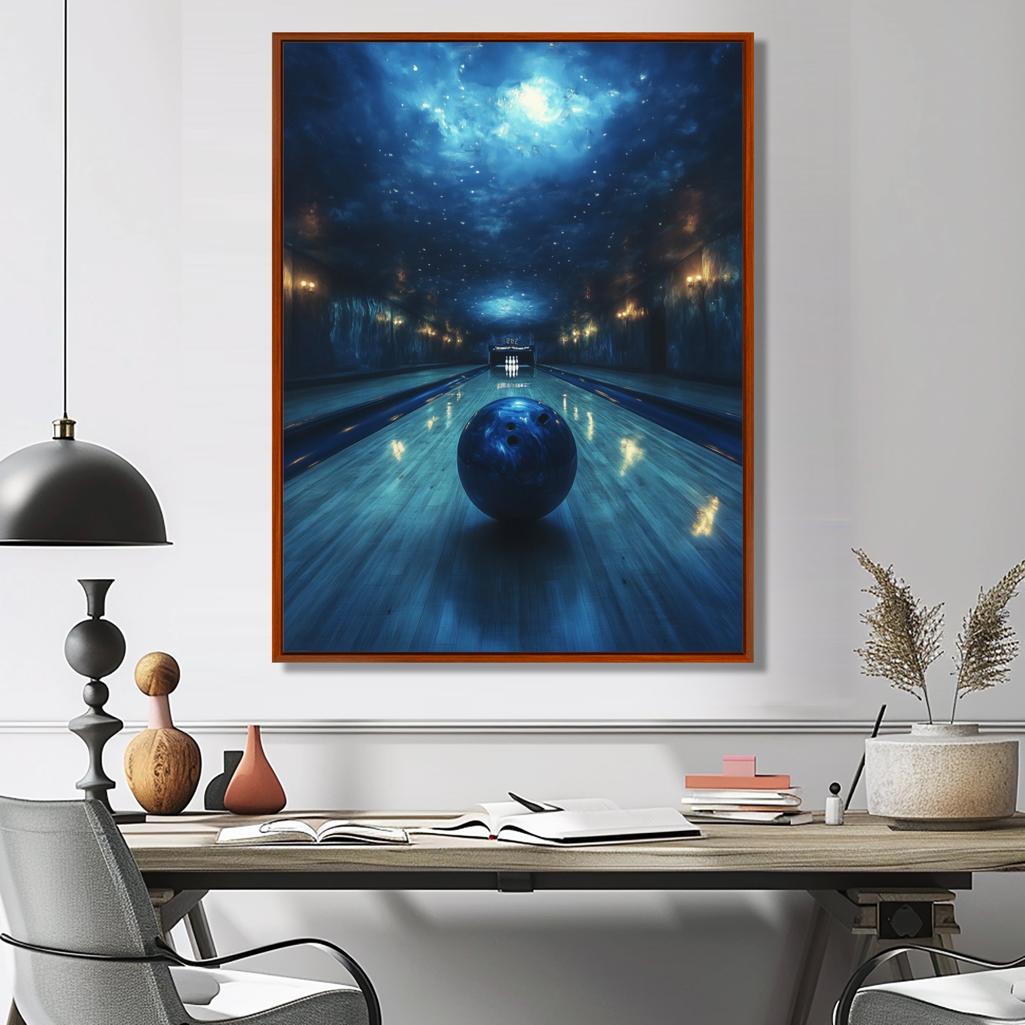 Blue And Black Bowling Strike Zone - Bowling Canvas Wall Art