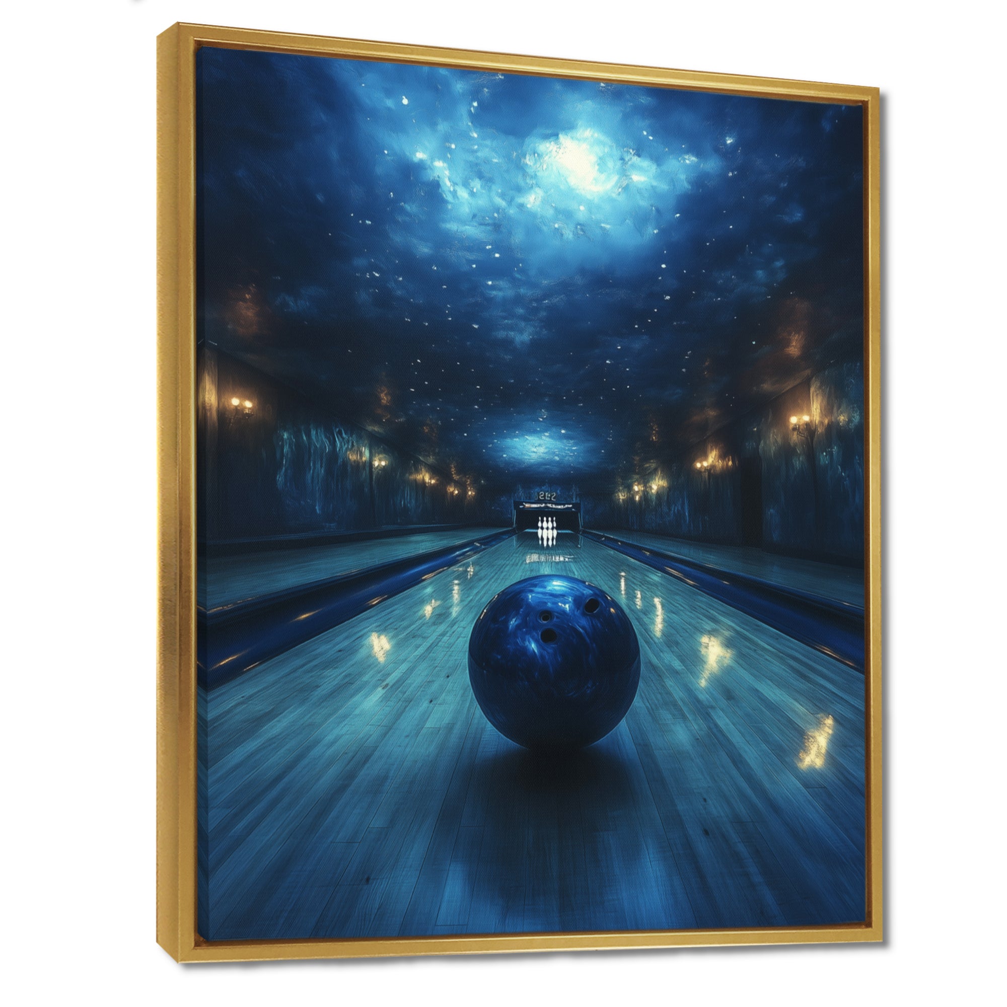 Blue And Black Bowling Strike Zone - Bowling Canvas Wall Art
